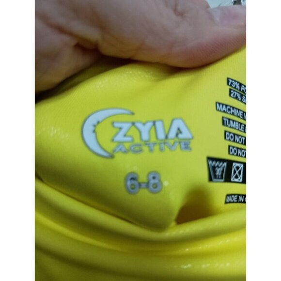 Zyia Active Womens Light N Tight Leggings Size 6-8 Neon Yellow Metallic Hi-Rise - Picture 8 of 9